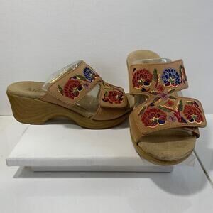 Alegria cognac Needles and Pins slide sandals NWT